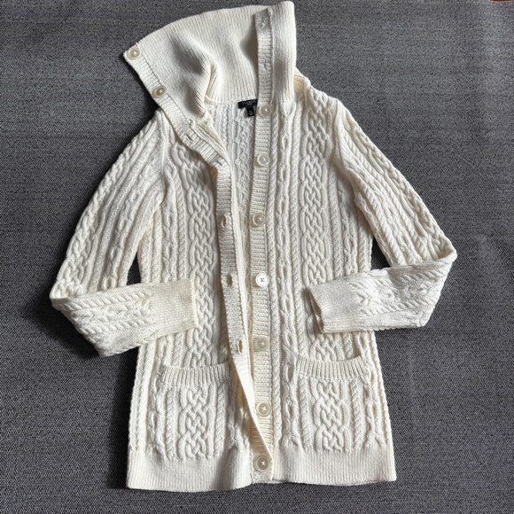 Soft Ivory Cable Knit Cardigan, Small Petite - Picture 10 of 16